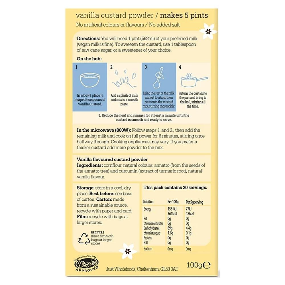 Custard Powder - all natural Just Wholefoods 12x100g