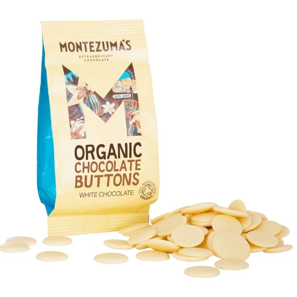 Organic White Chocolate Buttons Montezuma 8x120g