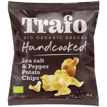 Organic Sea Salt & Pepper Hand Cooked Crisps Trafo 40g