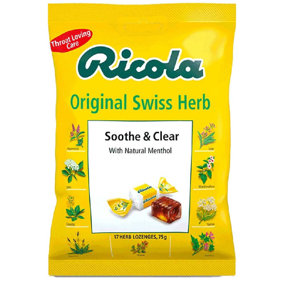 Original Swiss Herb Soothe & Clear - bag Ricola 75g Original Swiss Herb Soothe & Clear - bag Ricola 75g