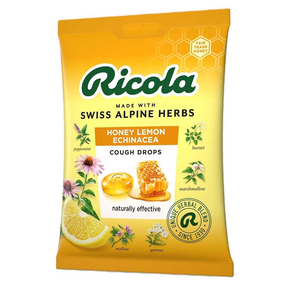Cough Drops Honey Lemon Echinacea - bag Ricola 75g Cough Drops Honey Lemon Echinacea - bag Ricola 75g