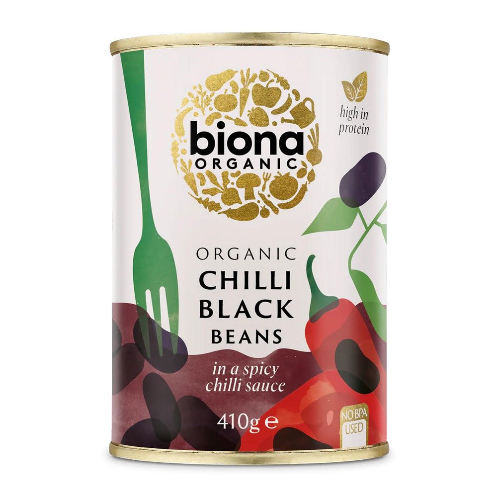 Organic Chilli Black Beans - BPA-free can Biona 410g