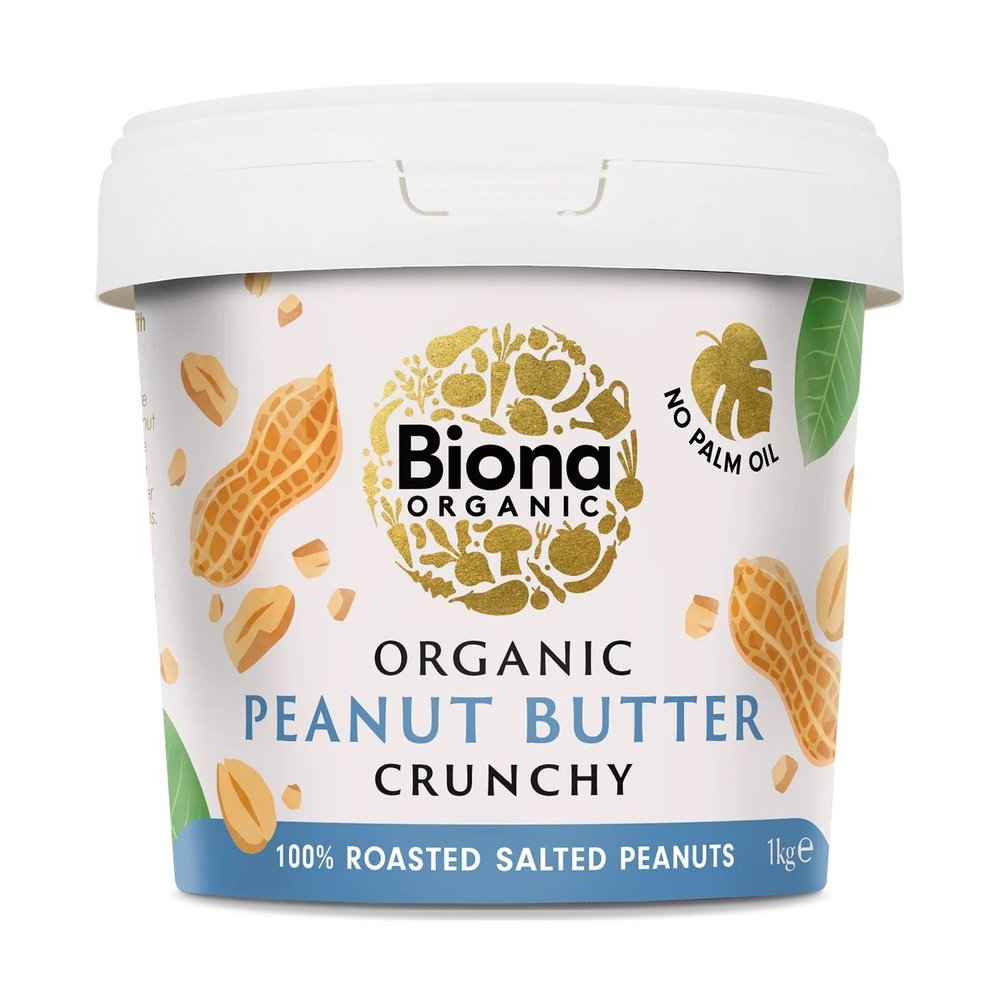 Organic Salted Peanut Butter Crunchy - tub Biona 6x1kg Organic Salted Peanut Butter Crunchy - tub Biona 6x1kg