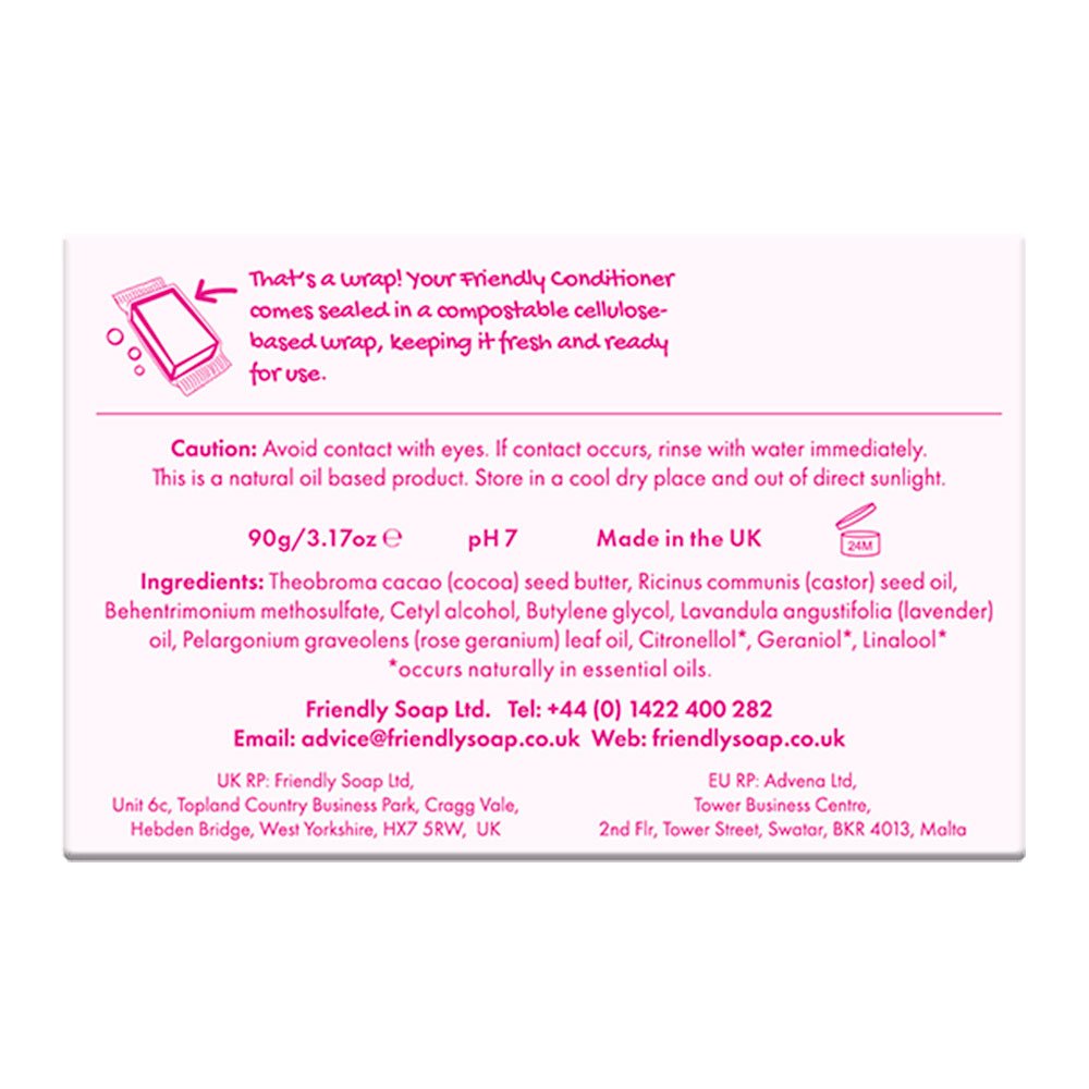 Lavender & Geranium Conditioner Bar Friendly Soap 95g Lavender & Geranium Conditioner Bar Friendly Soap 95g