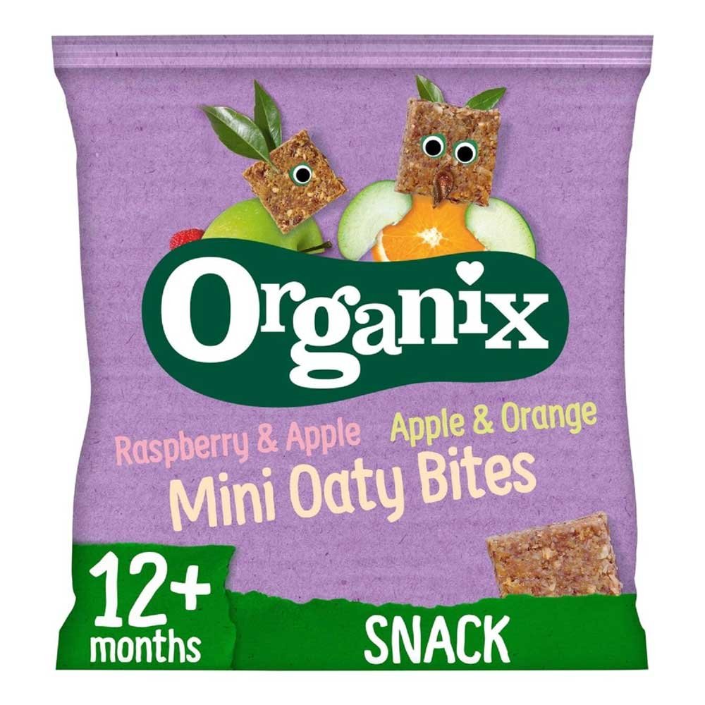 Organic Mini Oaty Bites - raspberry & orange with apple Organix 5x110g Organic Mini Oaty Bites - raspberry & orange with apple Organix 5x110g