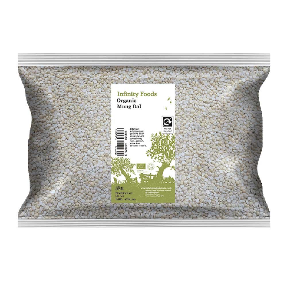 Organic Mung Dal - split hulled mung beans Infinity Foods 5k