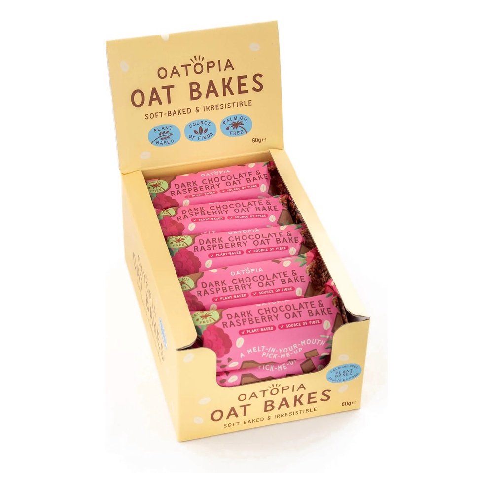 Dark Chocolate & Raspberry Oat Bake Oatopia 15x60g Dark Chocolate & Raspberry Oat Bake Oatopia 15x60g
