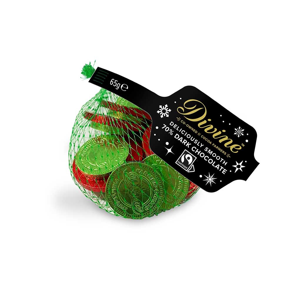 Dark Chocolate Coin - net bag Divine 25x65g Dark Chocolate Coin - net bag Divine 25x65g