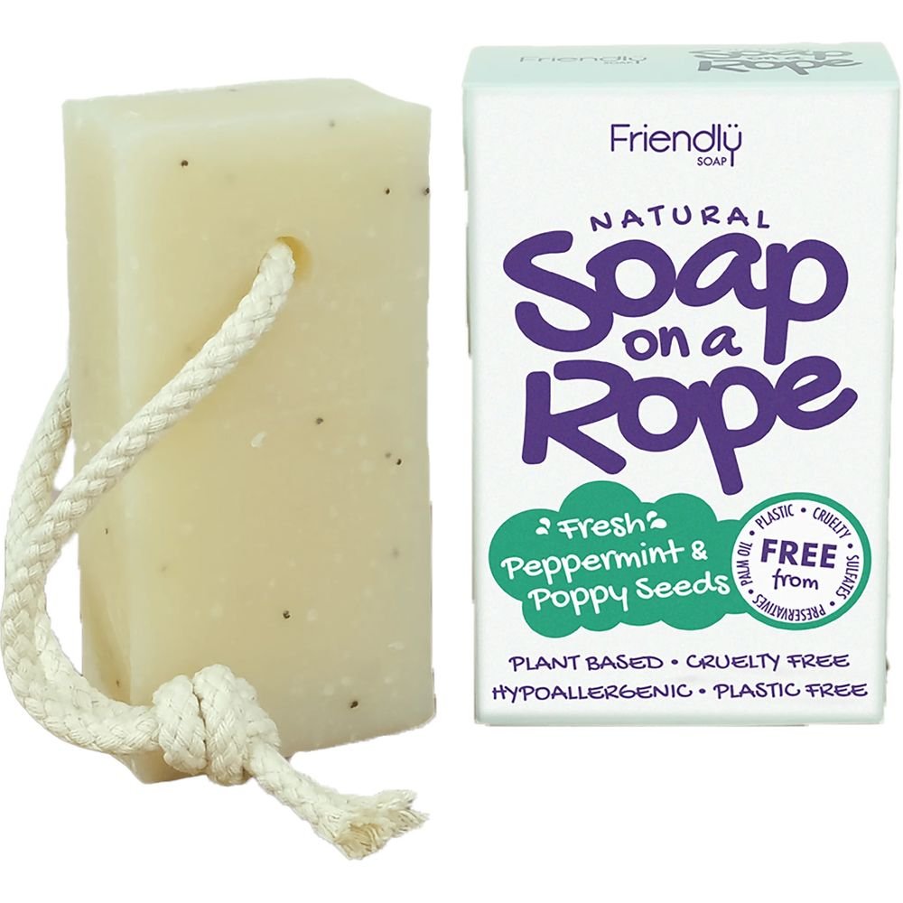 Peppermint & Poppyseeds Soap on a Rope Friendly Soap 6x125g Peppermint & Poppyseeds Soap on a Rope Friendly Soap 6x125g