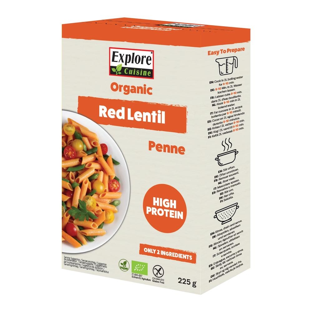 Organic Red Lentil Penne Explore Cuisine 6x225g