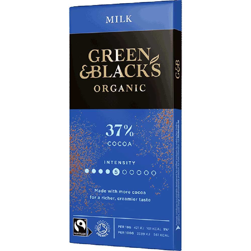 Organic Milk Chocolate Bar Green & Black 90g
