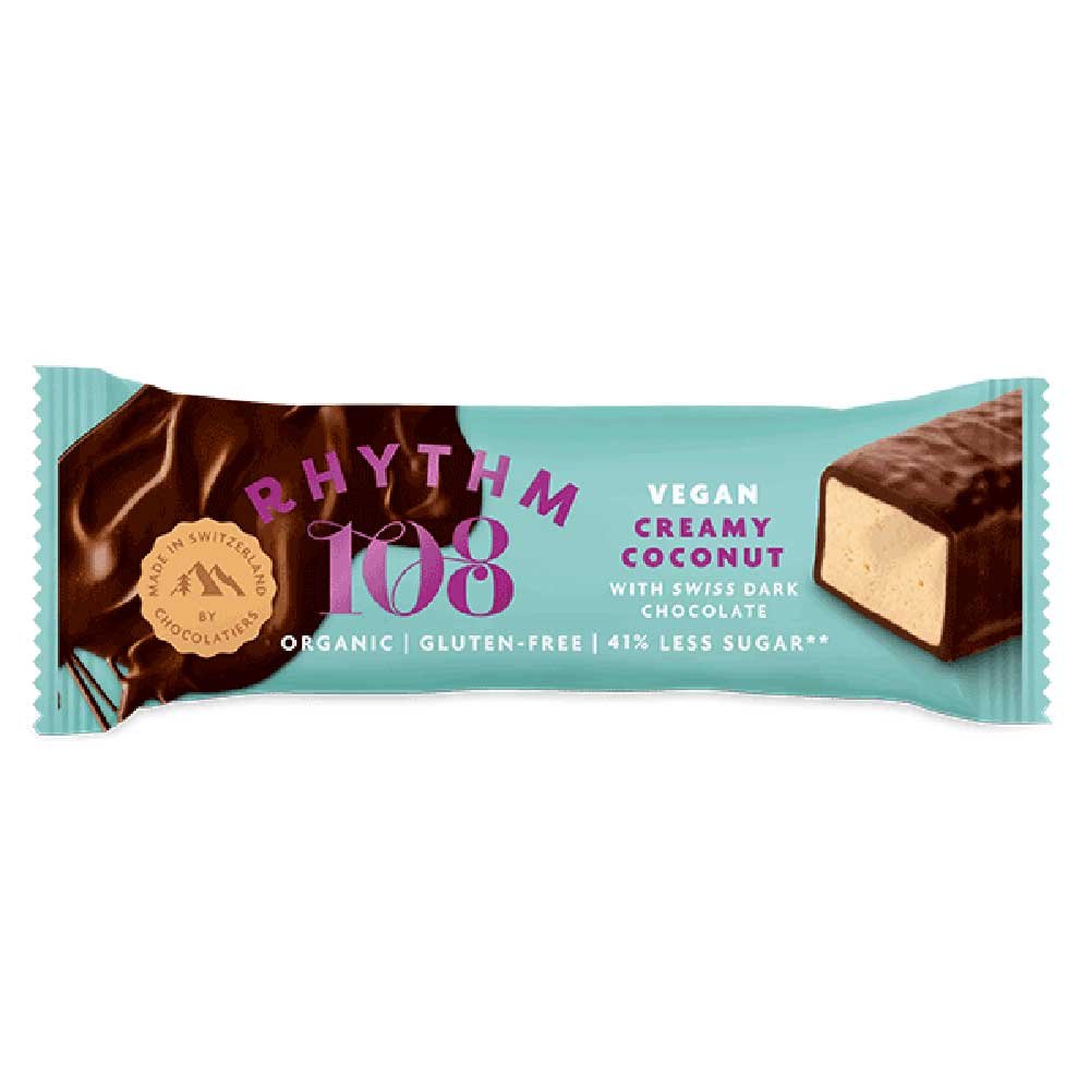 Organic Creamy Coconut Dark Chocolate Bar Rhythm 108 33g