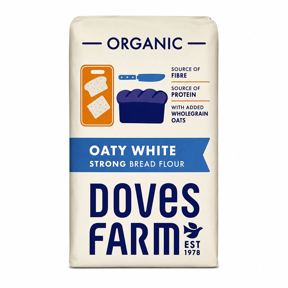 Organic Oaty White Strong Bread Flour Doves Farm 5x1.5kg