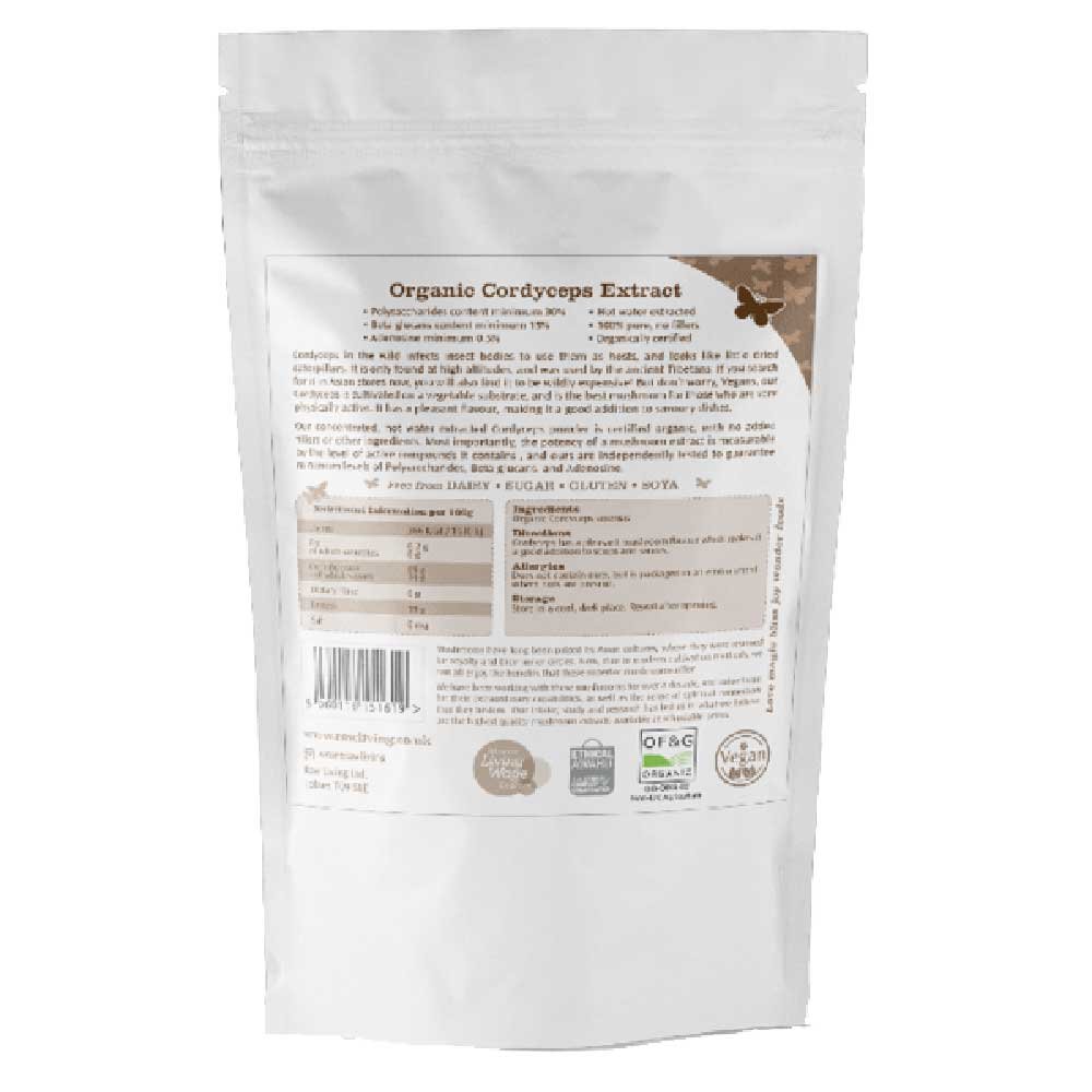 Organic Cordyceps Mushroom 8:1 Extract - pouch Raw Living 50 Organic Cordyceps Mushroom 8:1 Extract - pouch Raw Living 50