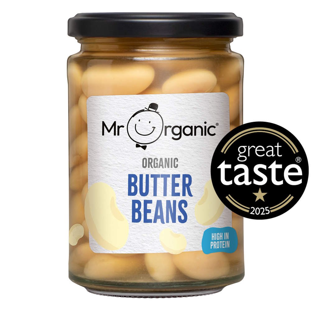 Organic Butter Beans - jar Mr Organic 6x350g Organic Butter Beans - jar Mr Organic 6x350g