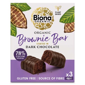 Organic Brownie Bar coated in dark chocolate - multipack Biona 10x3x40g