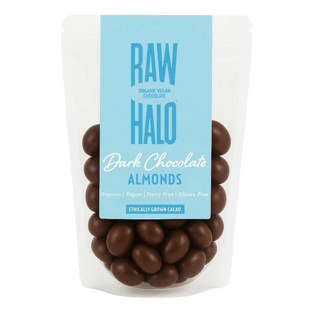 Organic Dark Chocolate Covered Almonds Raw Halo 10x85g