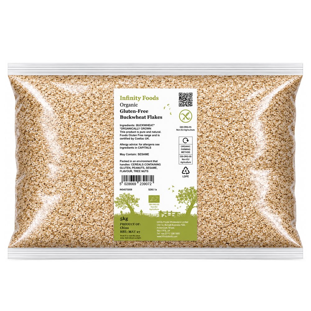 Organic Buckwheat Flakes - gluten free Infinity Bulk 5kg Organic Buckwheat Flakes - gluten free Infinity Bulk 5kg
