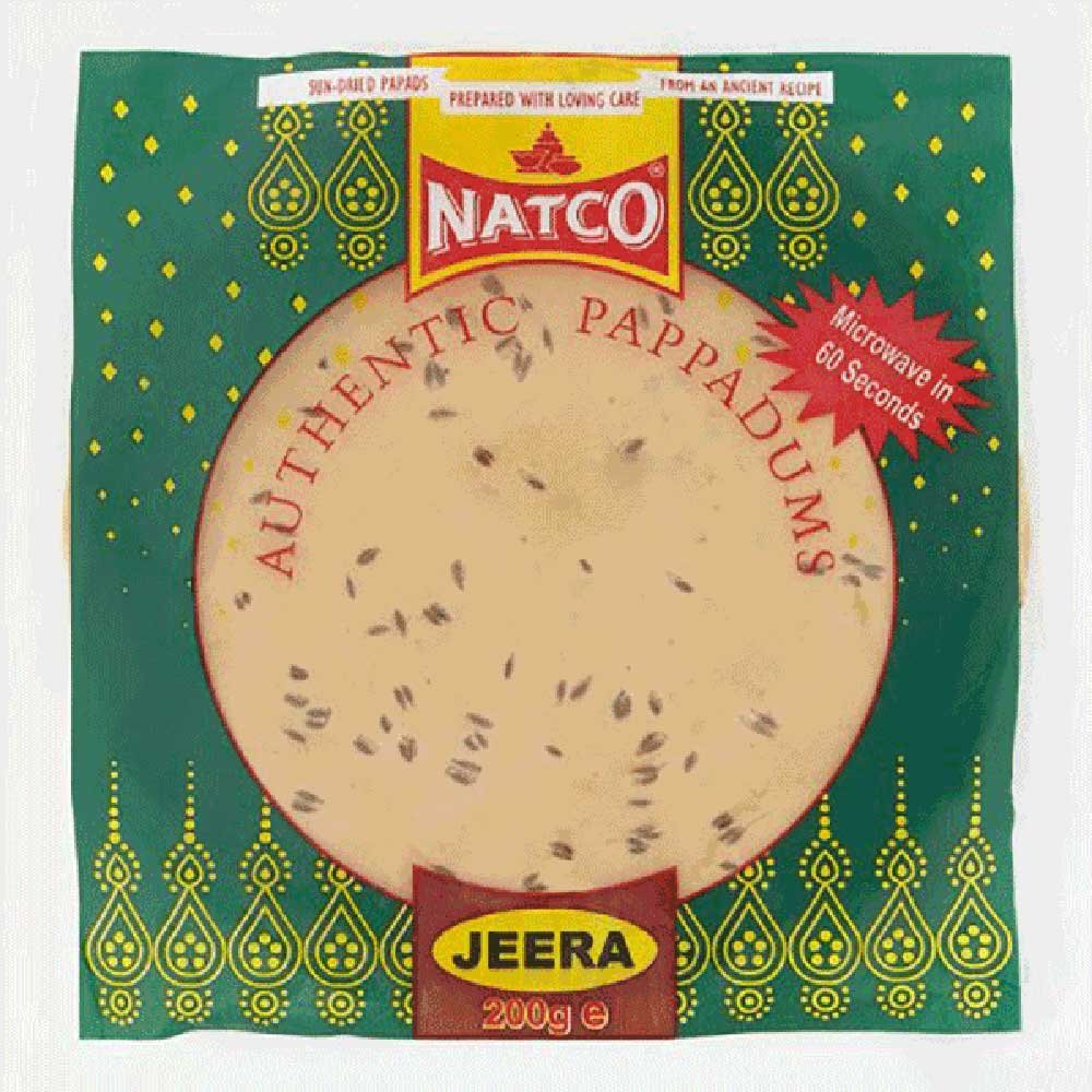 Pappadums - Jeera (Cumin) Natco 200g