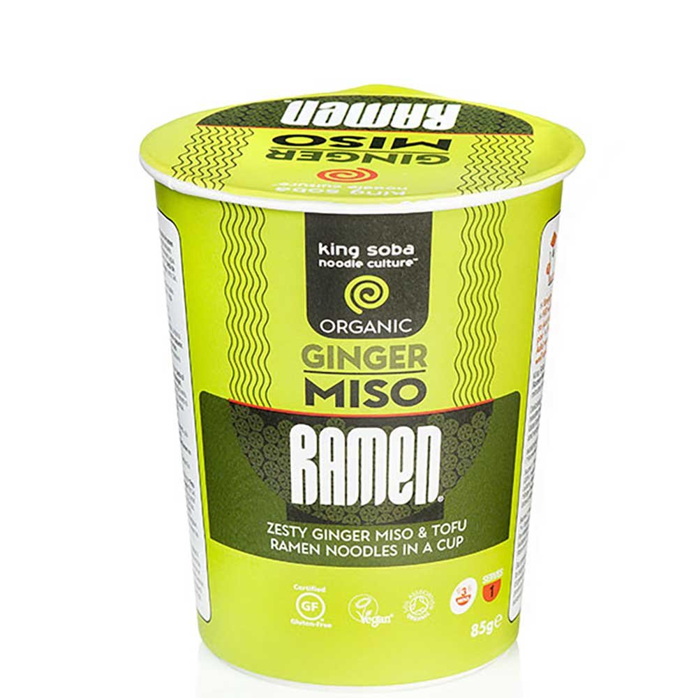 Organic Ginger Miso Ramen Noodle Cup- with tofu King Soba 85