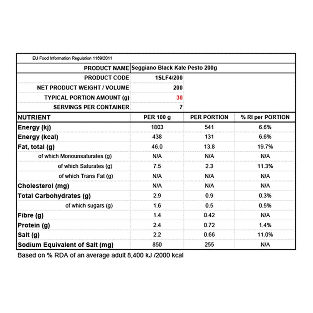 Cavalo Nero Black Kale Pesto Seggiano 200g