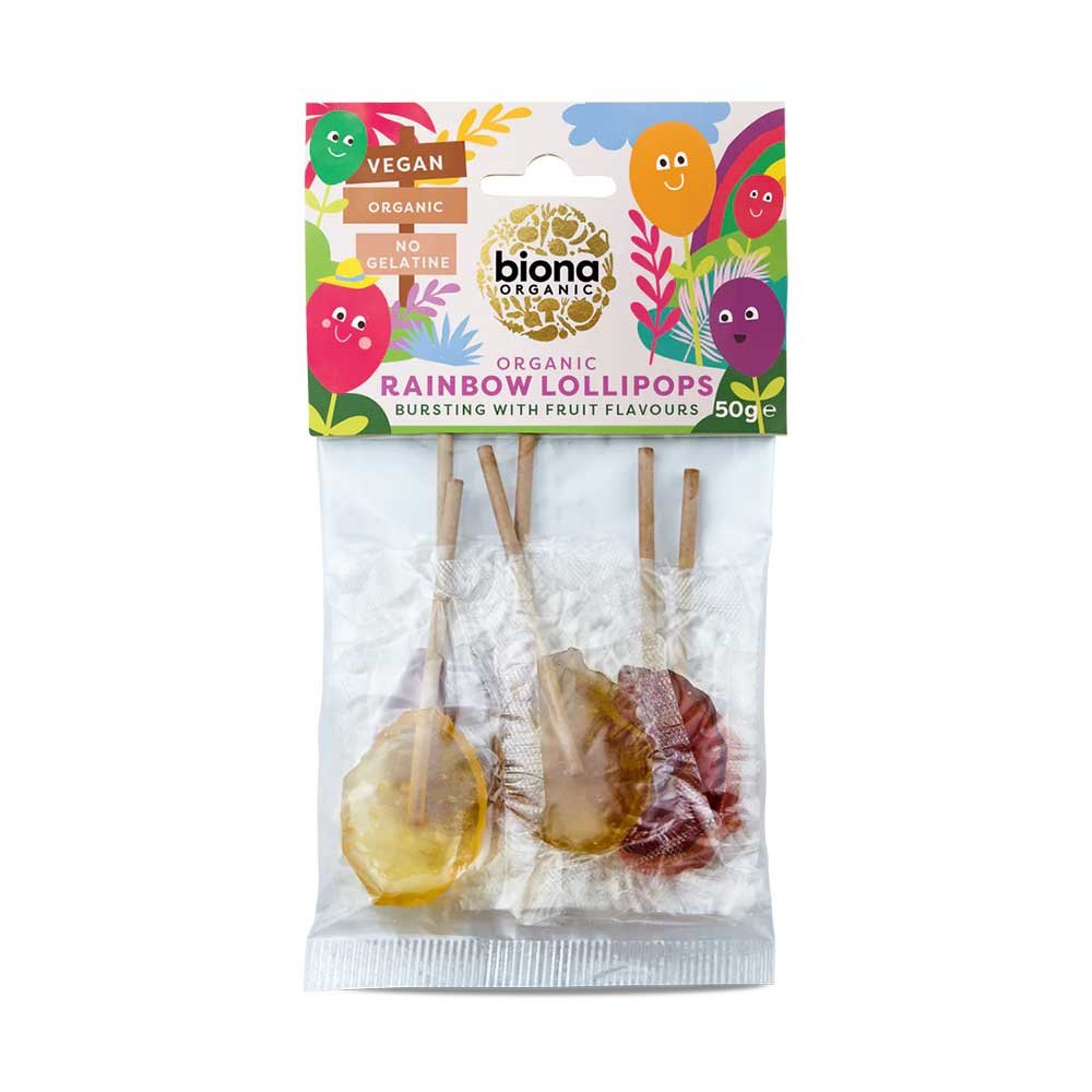 Organic Rainbow Lollipops Biona 6pack Organic Rainbow Lollipops Biona 6pack