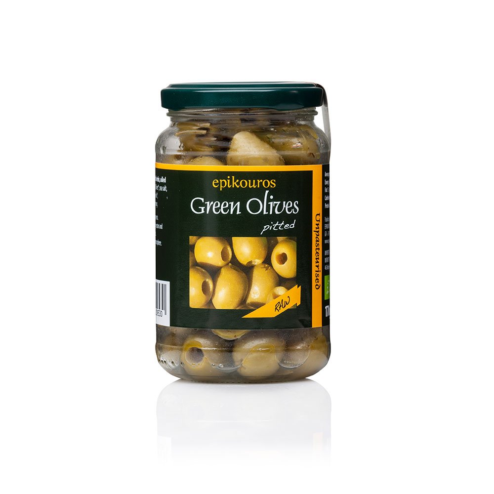 Organic Green Olives Pitted Epikouros 170g