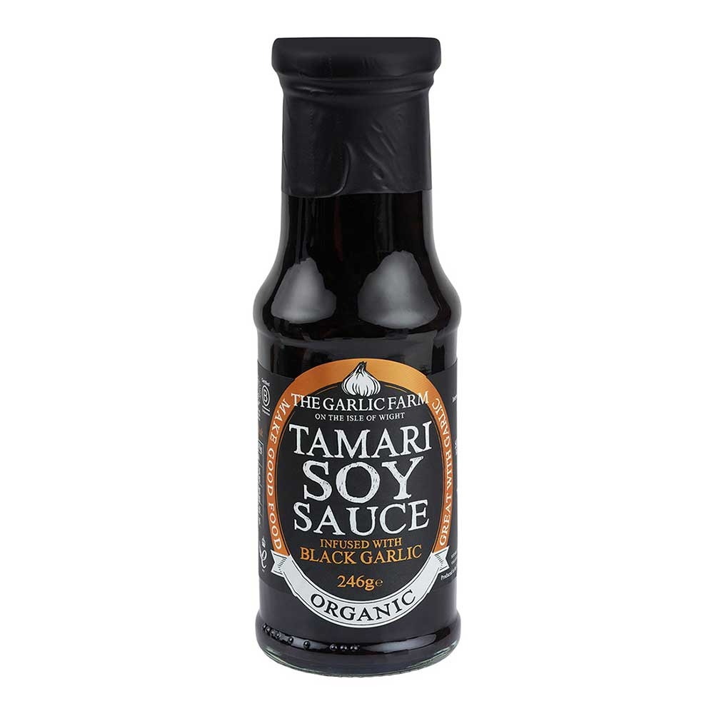 Organic Tamari Soy Sauce with Infused Black Garlic The Garlic Farm 6x265g