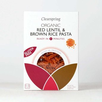 Organic Red Lentil & Brown Rice Fusilli Clearspring 250g