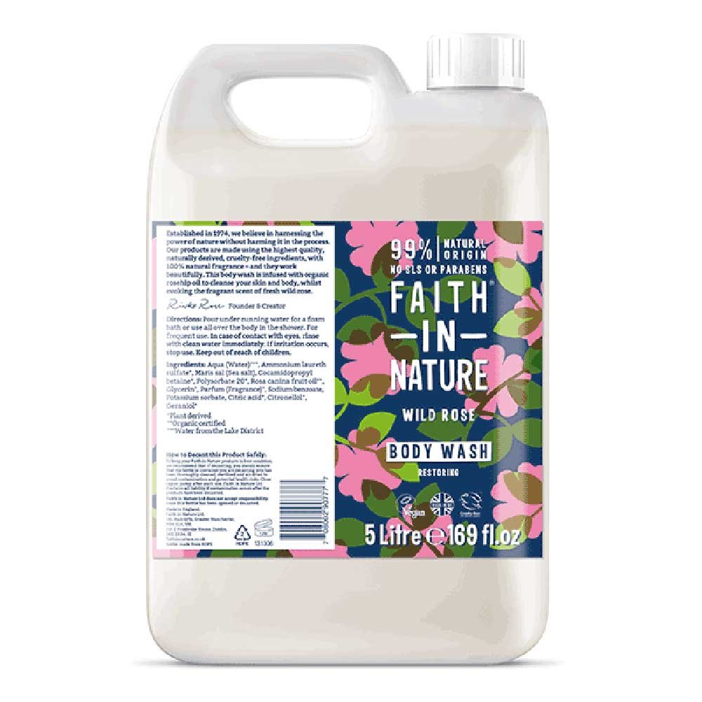 Bulk Wild Rose Body Wash Faith in Nature 5l