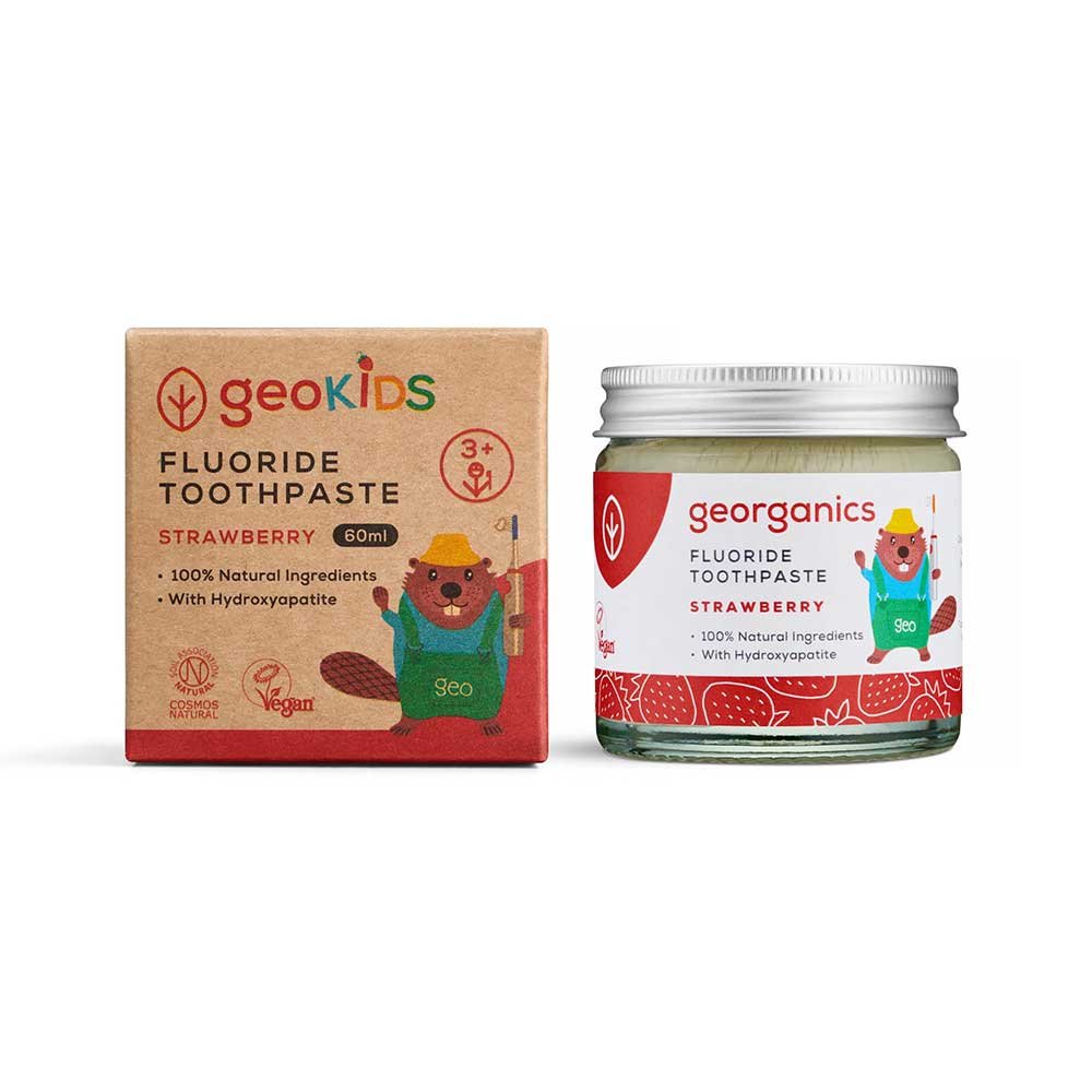 GeoKids Fluoride Toothpaste - Strawberry - jar Georganics 1x60ml