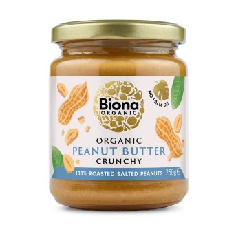 Organic Salted Peanut Butter Crunchy - small jar Biona 6x250g